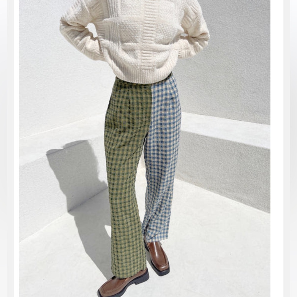Lisa Says Gah Diane trouser in blue/green gingham